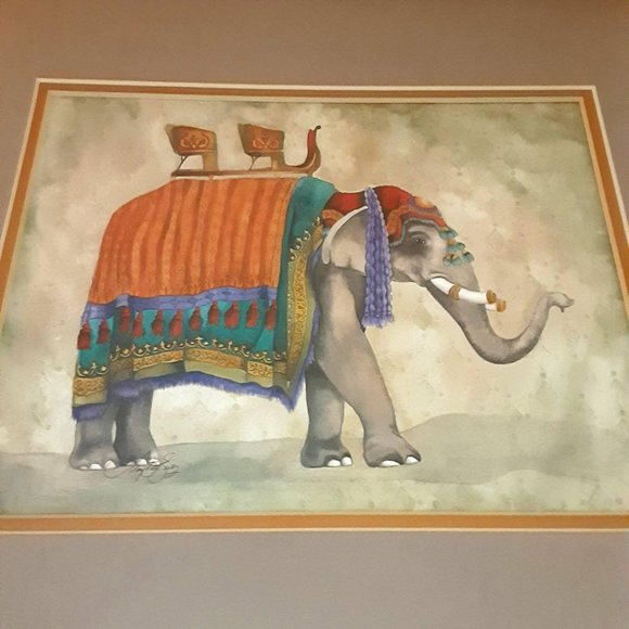 Set Of Festival Elephant Signed Prints Holi India